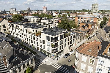 Drone photo of Nieuwland, a residential complex in Ghent.