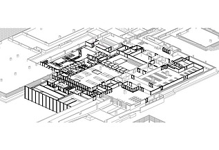 Plan de sol 3D provisoire du département central de stérilisation rénové, Bloc N, ZOL Genk.