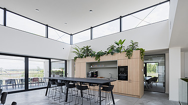Kitchen office building GRL Glass Recycling and Logistics Beringen Photo of the kitchen in the office building at the new GRL Glass Recycling and Logistics site in Beringen.