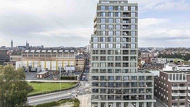 Stapelplein Ghent Photo of Stapelplein, a residential project in Ghent featuring two buildings with 125 residential units.