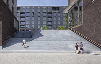 Detail photo of Quartier Bleu on the Kanaalkom in Hasselt, a large-scale multipurpose development project.