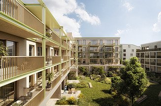 Renderbeeld van WOL-U project in Zaventem, een grootschalig en duurzaam woonproject.