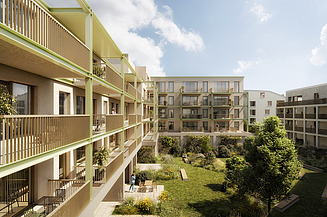 Render image of WOL-U project in Zaventem, a large-scale sustainable residential project.