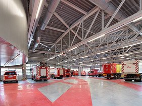 Photo de l'aire de transit de la nouvelle caserne de pompiers de Lokeren.