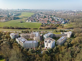  Image de synthèse du nouveau complexe WOL‑U, un vaste projet résidentiel à Zaventem