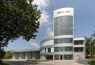 Photo of the new fire station in Lokeren with the exercise tower.