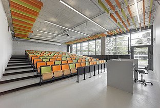 Foto van de aula van Gebouw T HoGent in Gent.