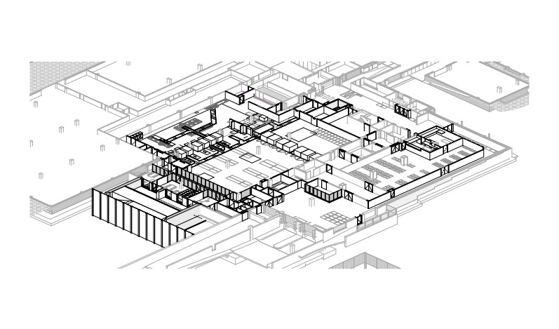Plan de sol 3D provisoire du département central de stérilisation rénové, Bloc N, ZOL Genk.