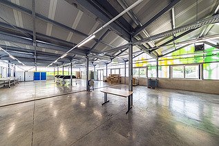 Foto van een werkplaats in de nieuwe tuinbouwcampus De Wijnpers in Leuven.