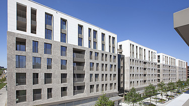 Photo of Quartier Bleu on the Kanaalkom in Hasselt, a large-scale multipurpose development project.