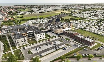  Dronefoto van het nieuwe woonzorgcentrum Jacky Maes in Bredene.