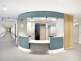 Photo of a reception desk in the new RCF Christine in Ekeren