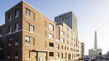 Foto van Stapelplein, een woonproject in Gent dat bestaat uit twee gebouwen met in totaal 125 woonutits.