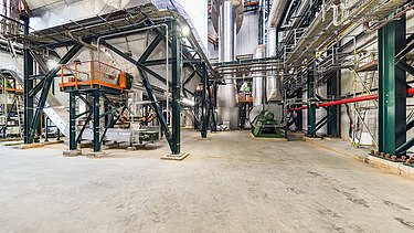 Photo prise à l'intérieur de Biostoom à Beringen, une usine de traitement des déchets de biovapeur.