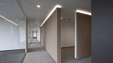 Hasselt Fire Station Photo of a corridor in the fire station at Campus H. on the Albert Canal in Hasselt.