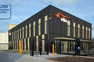 Rendre du project Centre de Service Elia avec le logo du certificat DGNB