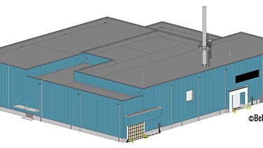 ROC-gebouw NIRAS Dessel Renderbeeld van het ROC-gebouw voor NIRAS op de Belgoprocess site in Dessel.