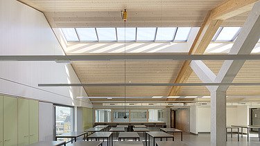 Photo of a classroom in the new Stemstroom building at Campus Cadix in Antwerp.