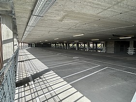 Image de synthèse de MobHub, un parking de neuf étages dans le parc Arenberg à Heverlee.