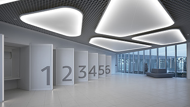 Hall AZ Zeno Knokke Photo of a large hall at AZ Zeno in Knokke.