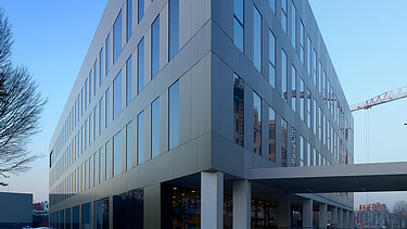 Syntra Berchem Photo of the sharp corner of the Syntra school building in Antwerp-Berchem.