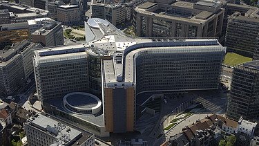 Luchtfoto van het Berlaymontgebouw in Brussel.