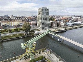 Foto van Stapelplein, een woonproject in Gent dat bestaat uit twee gebouwen met in totaal 125 woonutits.
