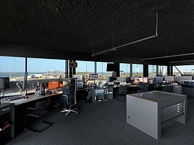 Foto van de controlekamer in het MRCC in Oostende, het Maritiem Reddings- en Coördinatiecentrum.