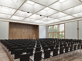 Foto van de grote conferentiezaal in het nieuwe kantoorgebouw van Landesvertretung Baden-Württemberg in Brussel.
