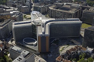 Vue aérienne du bâtiment Berlaymont à Bruxelles.