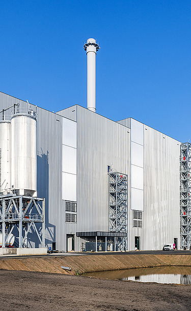 Photo of Biostoom in Beringen, a biosteam waste treatment plant.