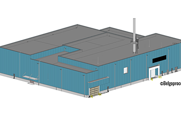 Renderbeeld van het ROC-gebouw voor NIRAS op de Belgoprocess site in Dessel.
