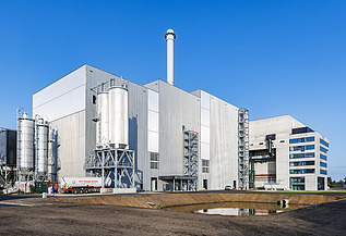 Photo of Biostoom in Beringen, a biosteam waste treatment plant.