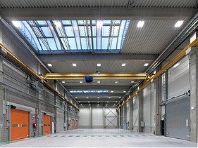 Magazijn van het nieuwe service center voor Elia in Kruisem.