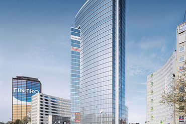 Madou-toren Brussel Foto van de gerenoveerde Madou-toren in Brussel.