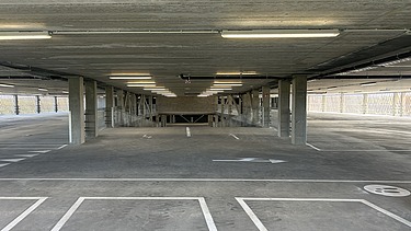 Render image of MobHub, a nine-storey parking facility in Heverlee's Arenberg Park.