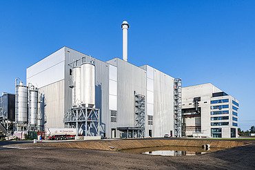 Photo of Biostoom in Beringen, a biosteam waste treatment plant.