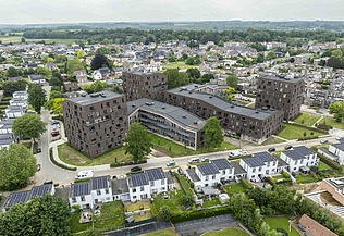 Paspoel Anders Tongeren Drone photo of the new Paspoel Anders social housing project in Tongeren.
