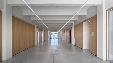 Photo of a corridor in the MRCC in Ostend, the Maritime Rescue and Coordination Center.