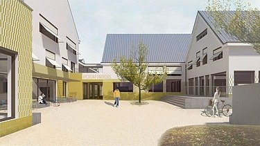Renderbeeld van het nieuwe Lyceum Lakbors in Deurne.