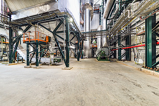 Photo prise à l'intérieur de Biostoom à Beringen, une usine de traitement des déchets de biovapeur.