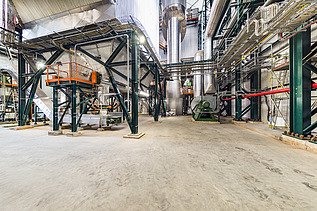 Photo prise à l'intérieur de Biostoom à Beringen, une usine de traitement des déchets de biovapeur.