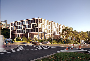 B&B Hotels Diegem Render image of the exterior of B&B Hotels in Diegem.