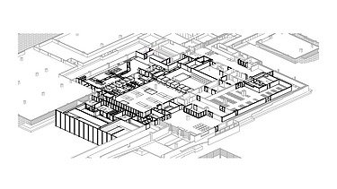 Draft 3D floor plan of the renovated Central Sterilisation Department, Block N, ZOL Genk.